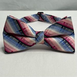 Nicole Miller New York Adjustable Bow Tie- Pink, Blue & Grey
